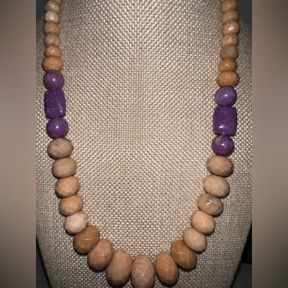 Peach Stone and Phosphosiderite Bead Necklace by Jay King - Picture 4 of 11